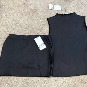 Zara Black Women's Skirt & shirt